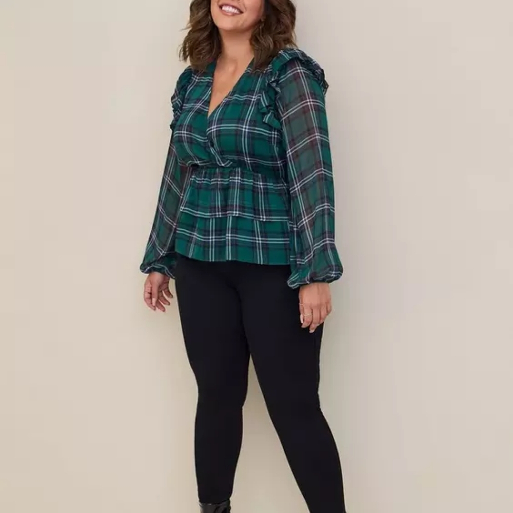 Torrid Chiffon Ruffled Surplice Crop Top - Picture 3 of 5